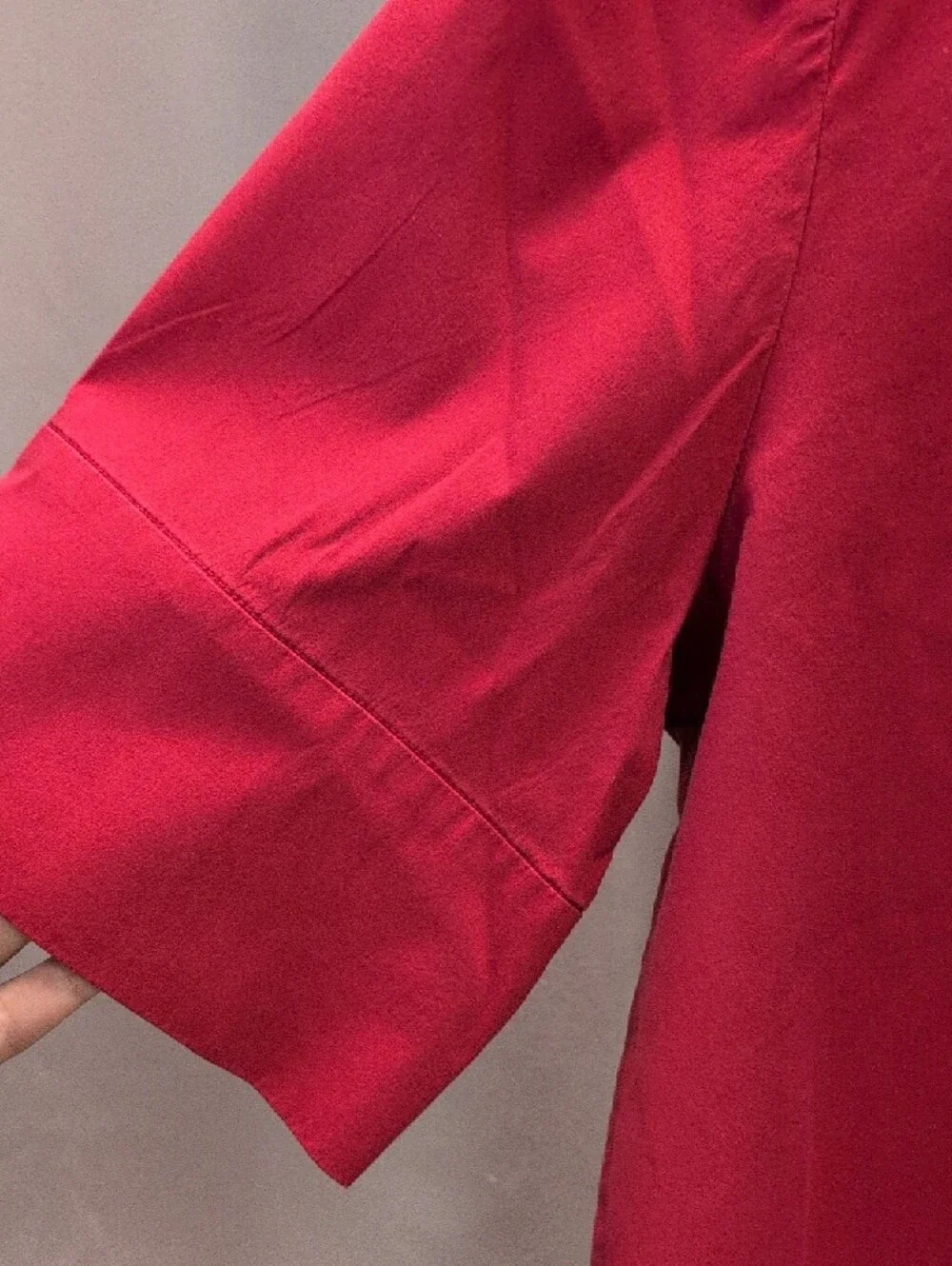 Lafayette 148 New York Bold Red Short-Sleeve Band-Collar Button-Down - Picture 4 of 8